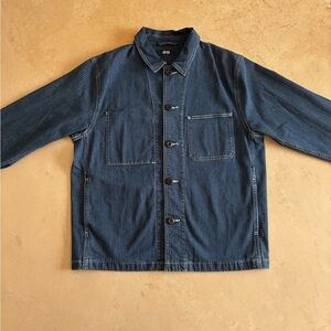 Uniqlo Men's Blue Striped Shirt Jacket